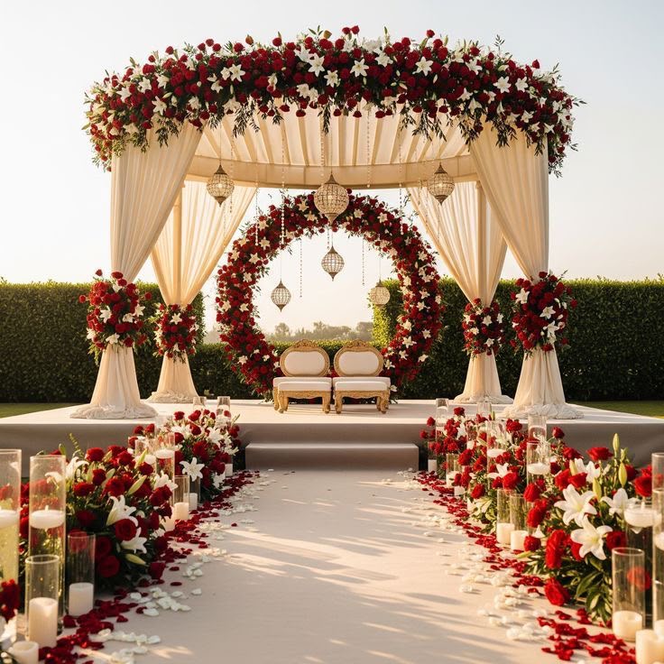 Evening wedding aisle